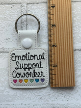 Emotional Support Coworker Keychain with Rainbow Hearts, Custom Colors Available