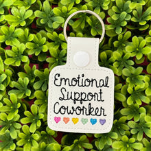 Emotional Support Coworker Keychain with Rainbow Hearts, Custom Colors Available