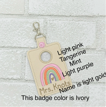 Teacher Alarm Personalized Rainbow ID Badge Holder, Teacher Alarm Holder, Alarm Badge with Hole to Hold Teacher Nurse Alarm Badge