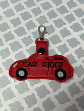 Car Rider Bag Tag, Red with Black Letters