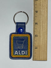 Aldi quarter holder Shopping cart keychain, Embroidered with Grocery cart outline