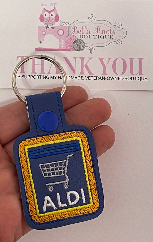 Aldi Quarter Holder Keychain, Shopping Cart Design Bella Knots Boutique