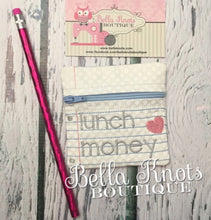 Lunch Money Bag - Lunch Money Pouch - Coin Purse -Back to School - Purse Organizer - Zipper Pouch - Personalized Bag pouch - Embroidered