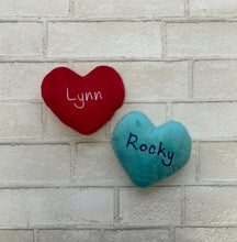 Dog Toy Personalized Plush Heart, Custom Heart Shaped Plushie with Embroidered Name, Heart Dog Toy