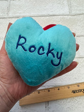 Dog Toy Personalized Plush Heart, Custom Heart Shaped Plushie with Embroidered Name, Heart Dog Toy