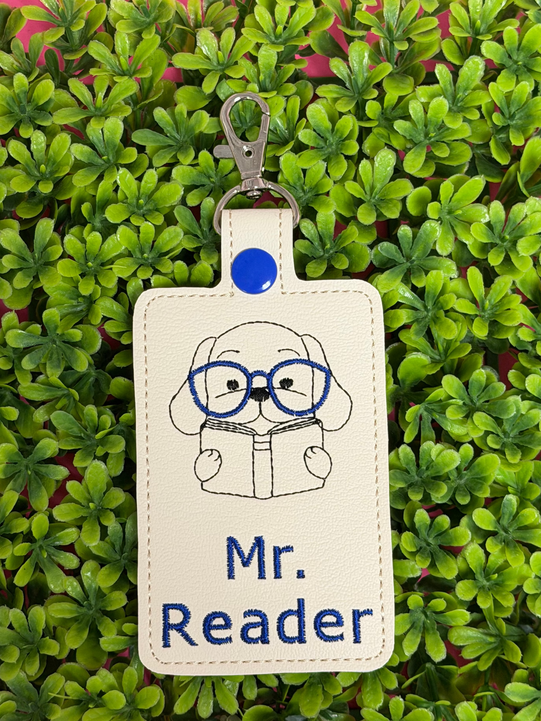 Dog with Glasses and Book Teacher Personalized ID Badge Holder, Card Case, Personalized Teacher Gift, ID Case for Lanyard