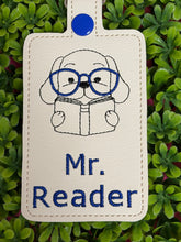 Dog with Glasses and Book Teacher Personalized ID Badge Holder, Card Case, Personalized Teacher Gift, ID Case for Lanyard