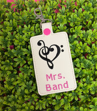 Music Notes Heart Music Teacher Personalized ID Badge Holder, Card Case, Personalized Teacher Gift, ID Case for Lanyard