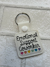 Emotional Support Coworker Keychain with Rainbow Hearts, Custom Colors Available