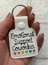 Emotional Support Coworker Keychain with Rainbow Hearts, Custom Colors Available