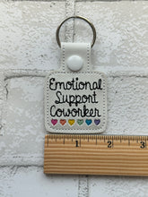 Emotional Support Coworker Keychain with Rainbow Hearts, Custom Colors Available