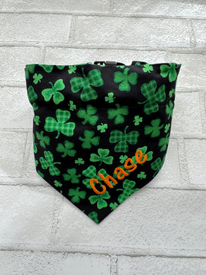 Over the Collar Dog Bandana, St Patrick's Day, Personalized with Embroidered Name, Custom Colors available