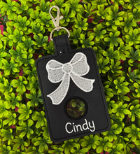 Teacher Alarm Personalized ID Badge Holder, Teacher Alarm Holder,Alarm Badge with Hole, Choose Top or Bottom, White Bow Design