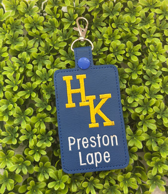 HK School Logo Personalized ID Badge Holder, Card Case, Personalized Teacher Gift, for Lanyard, Luggage Tag, Backpack Tag