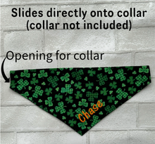 Over the Collar Dog Bandana, St Patrick's Day, Personalized with Embroidered Name, Custom Colors available