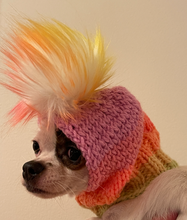 Knitted Dog hat with faux fur Pom Pom for Chihuahua small dog, Hand-knitted
