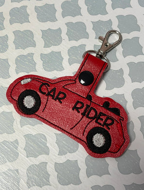 Car Rider Bag Tag, Red with Black Letters