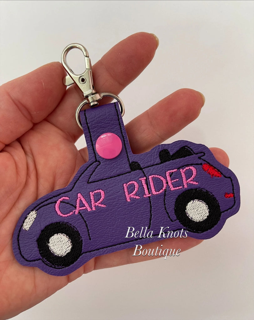 Car Rider Bag Tag, Purple with Hot Pink Letters – Bella Knots Boutique