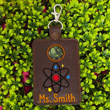 Personalized Science Teacher Alarm Badge Holder, Science Design