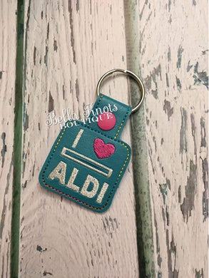Aldi Quarter Holder Keychain--Choose Your Color- Select background color from dropdown menu