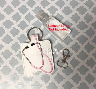 White Stethoscope Design,Sanitizer Holder Small Size/Sanitizer bottle NOT included, Fits 1 oz Pocket Bac or other 1oz Sanitizer bottles
