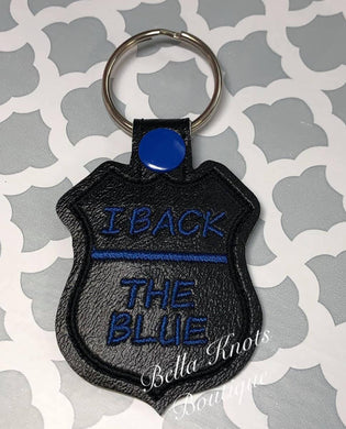 I Back The Blue Police badge keychain