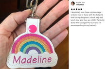 Personalized Name Rainbow Bag Tag, Rainbow Keychain,  Bright and Pastel Colors