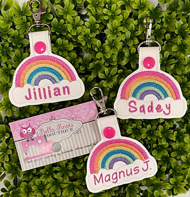 Personalized Name Rainbow Bag Tag, Rainbow Keychain,  Bright and Pastel Colors